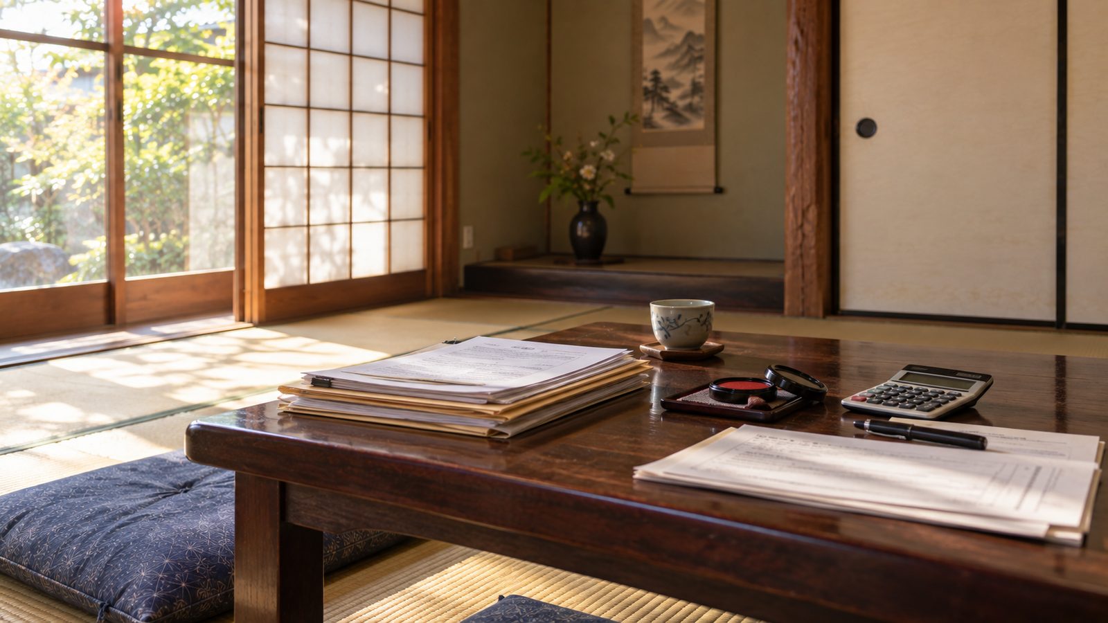 準確定申告の準備をする実家の机