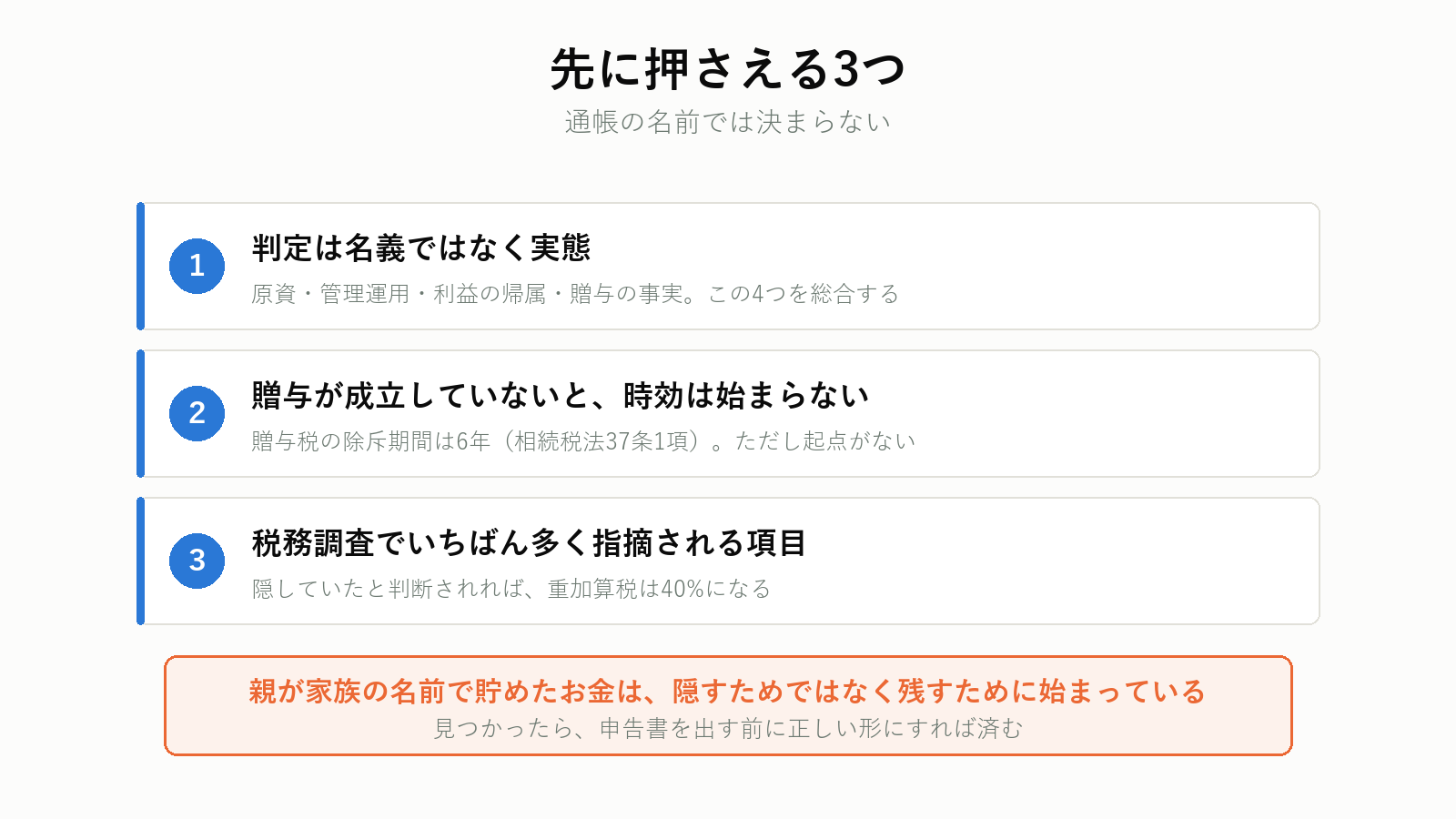 名義預金で先に押さえる3つの点