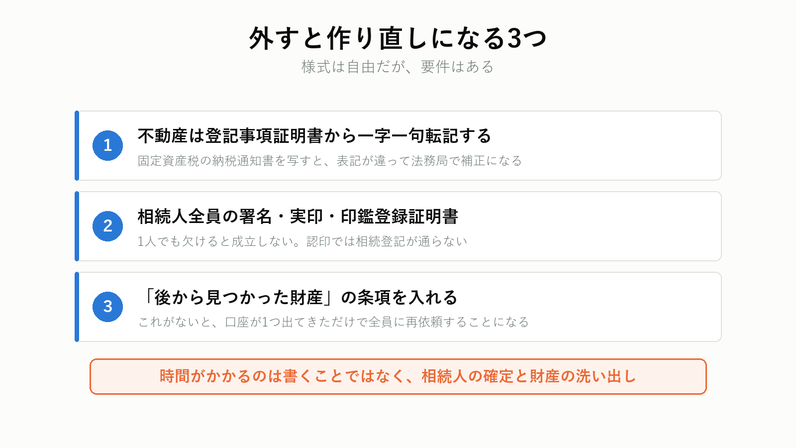 遺産分割協議書の3つの要点