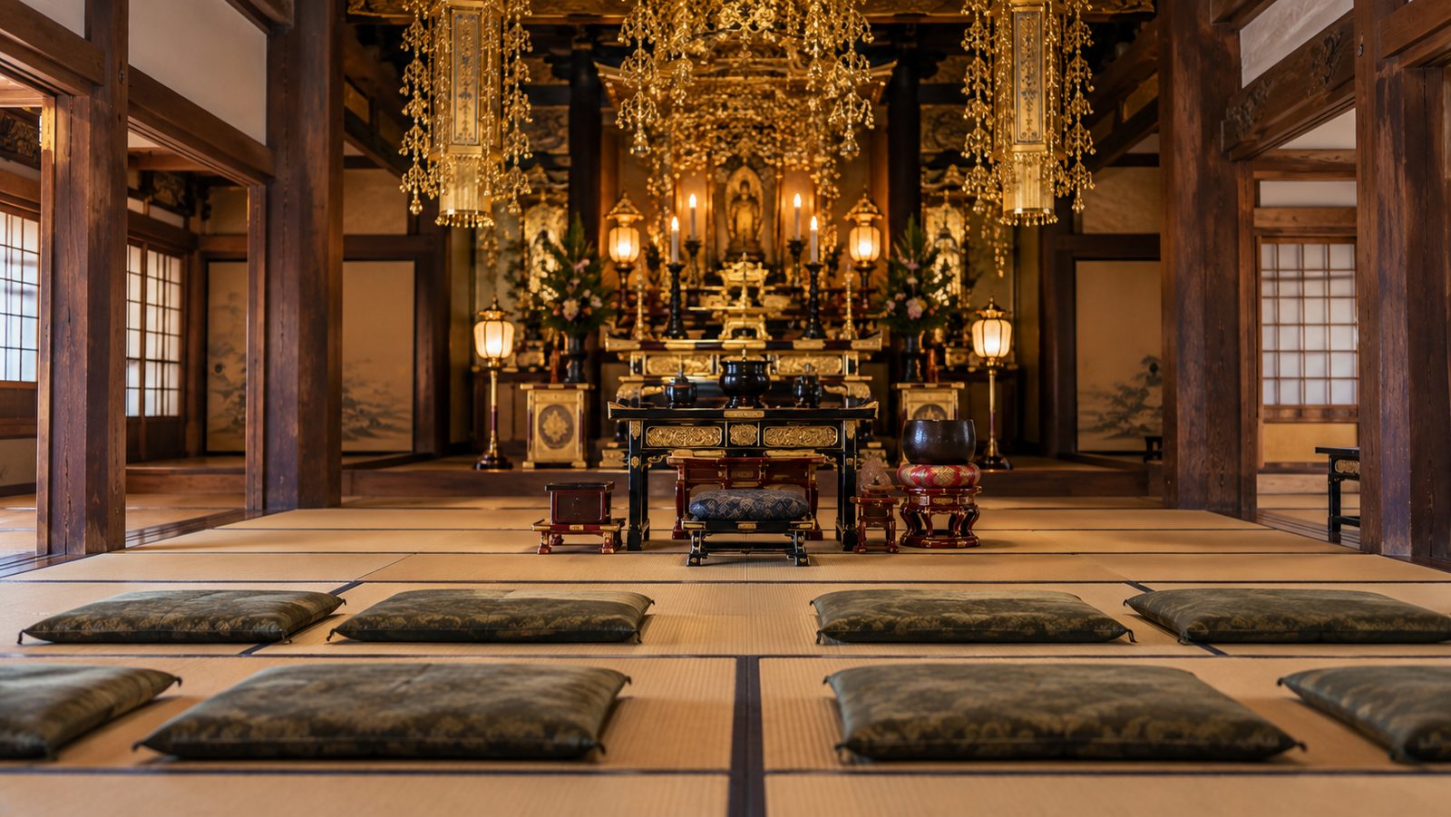 寺院の本堂の内部