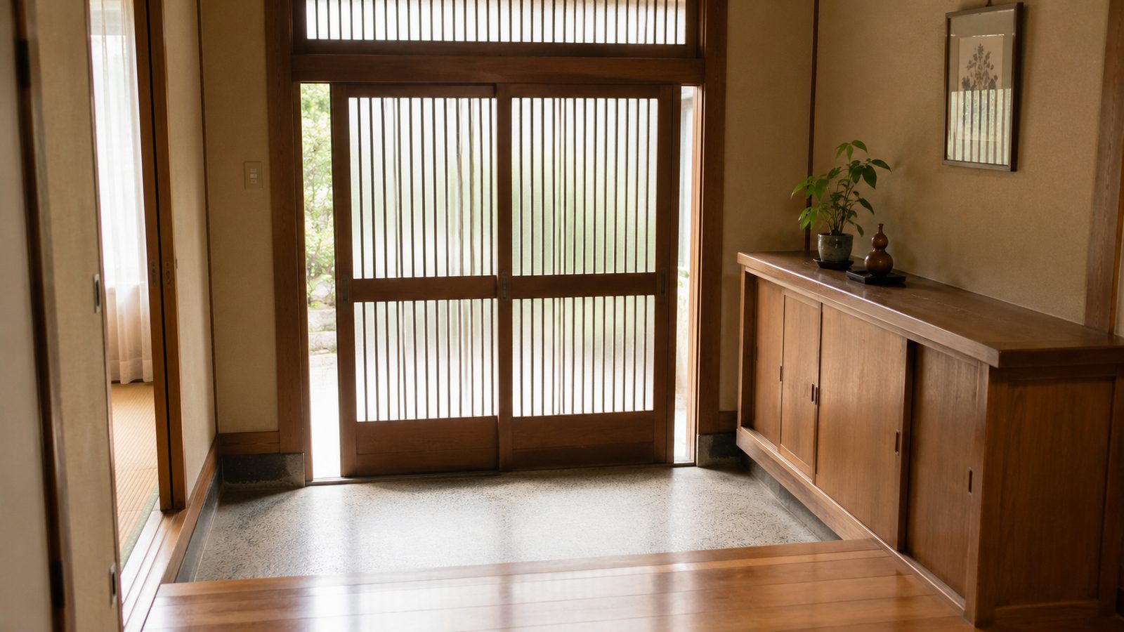 誰も住まなくなった実家の玄関
