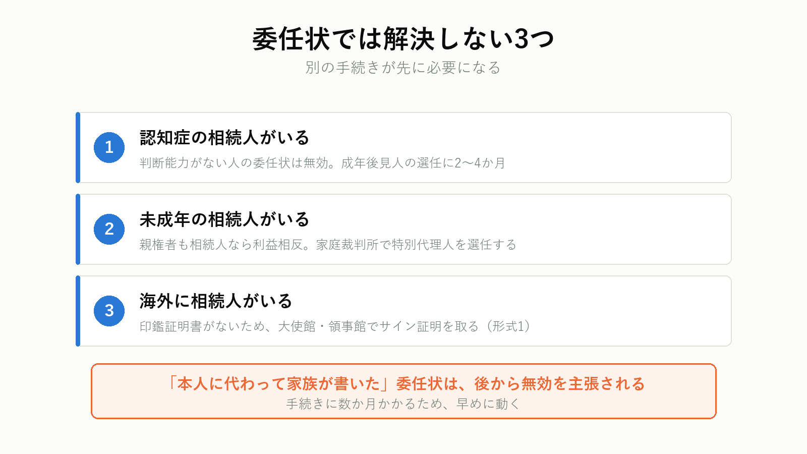 委任状では対応できない3つの場合