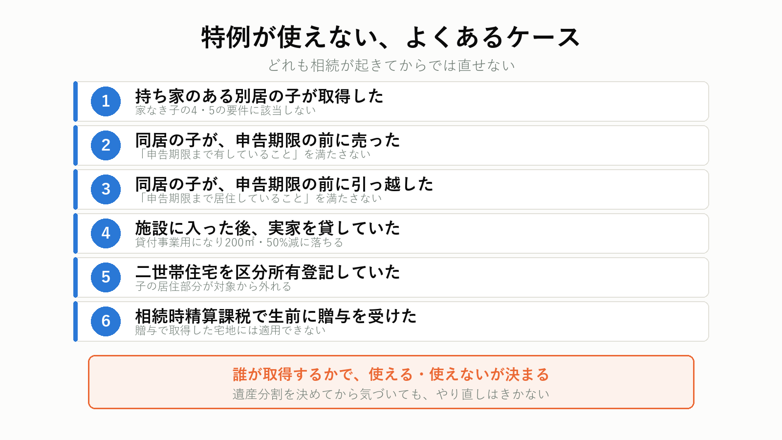 小規模宅地等の特例が使えないケース