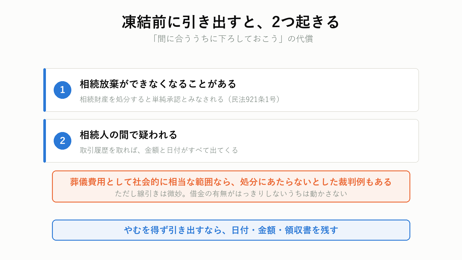 凍結前に引き出したときの問題