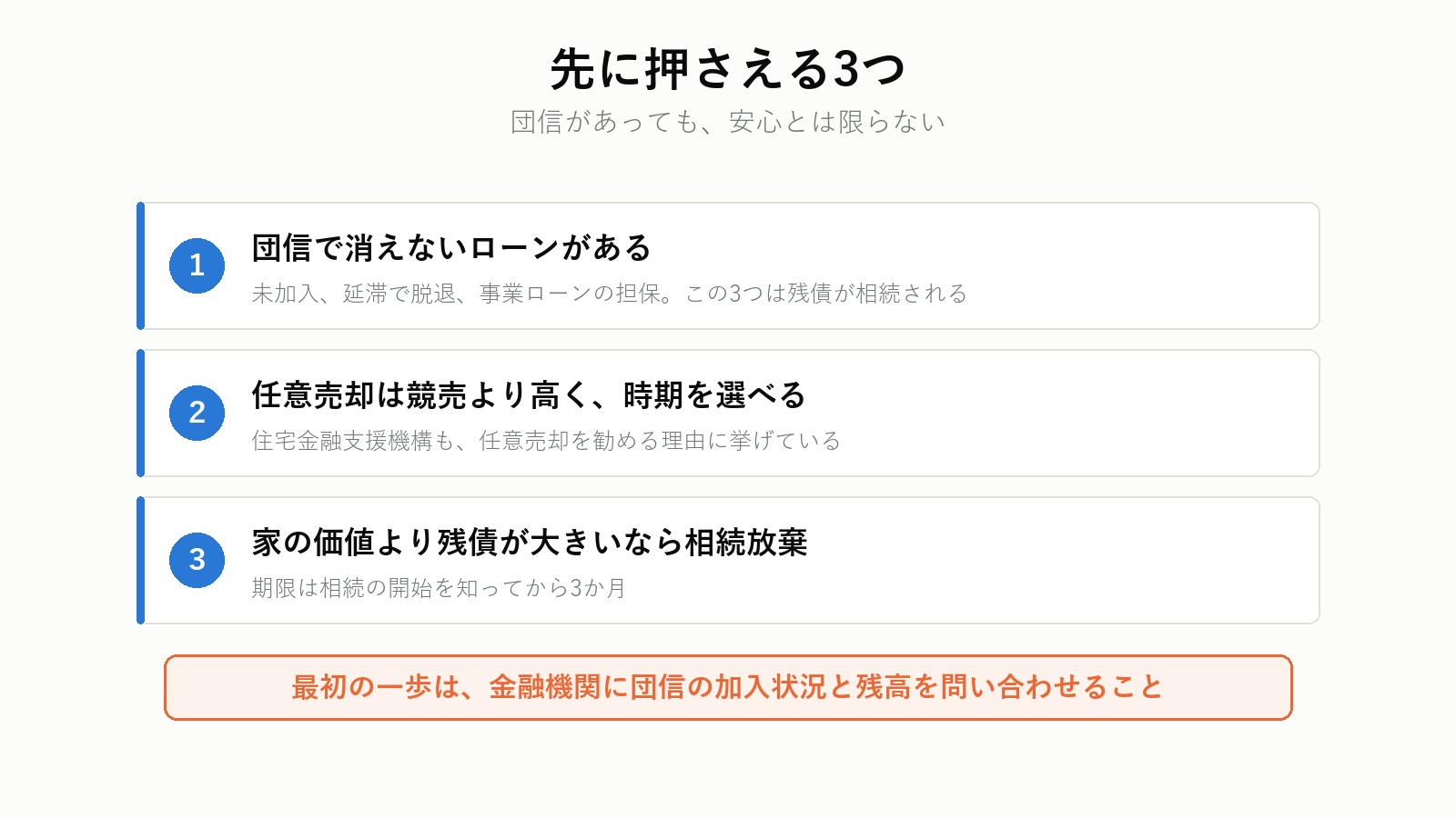 住宅ローンが残る実家で先に押さえる3つの点
