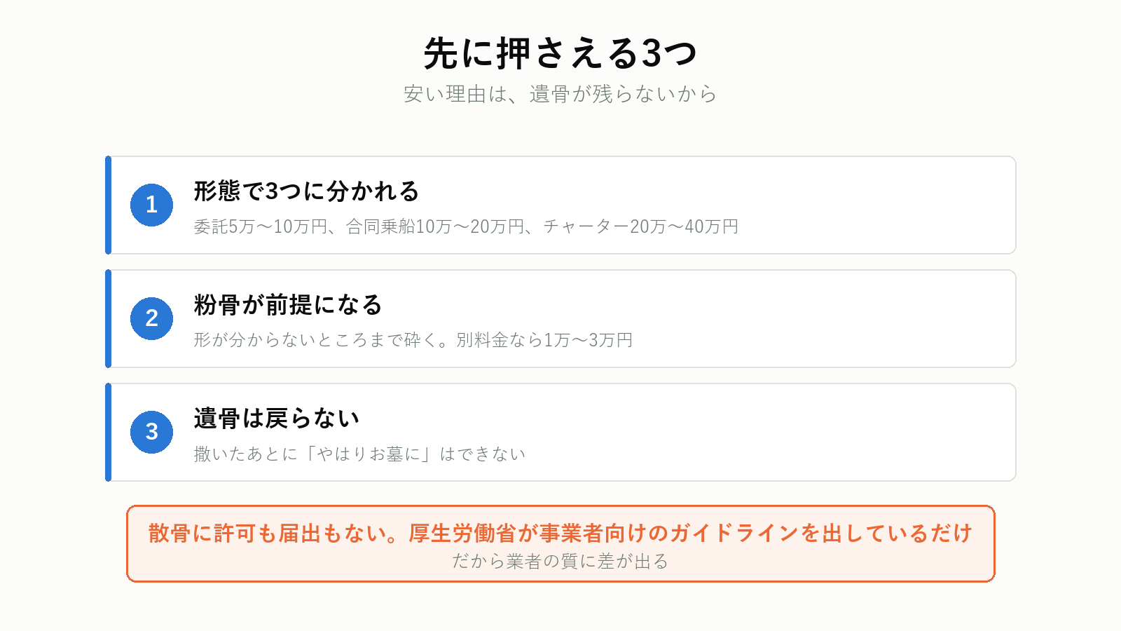 海洋散骨で先に押さえる3つの点